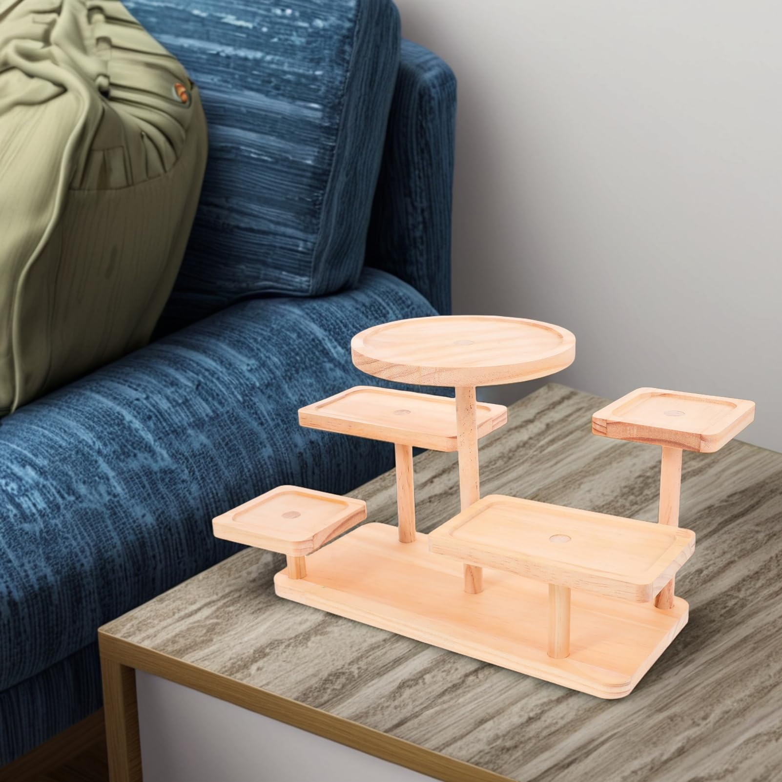 Expositor De Madera con Elevadores Organizador De Suculentas Decoración para Sala De Estar