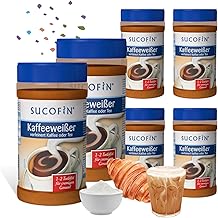 SUCOFIN Coffee Whiter, Pack of 6 x 400 g Tin, Refines Coffee and Tea Easily Soluble, Long Lasting, Perfect Replacement for Milk Powder - Value Pack of 6 for Creamy Enjoyment