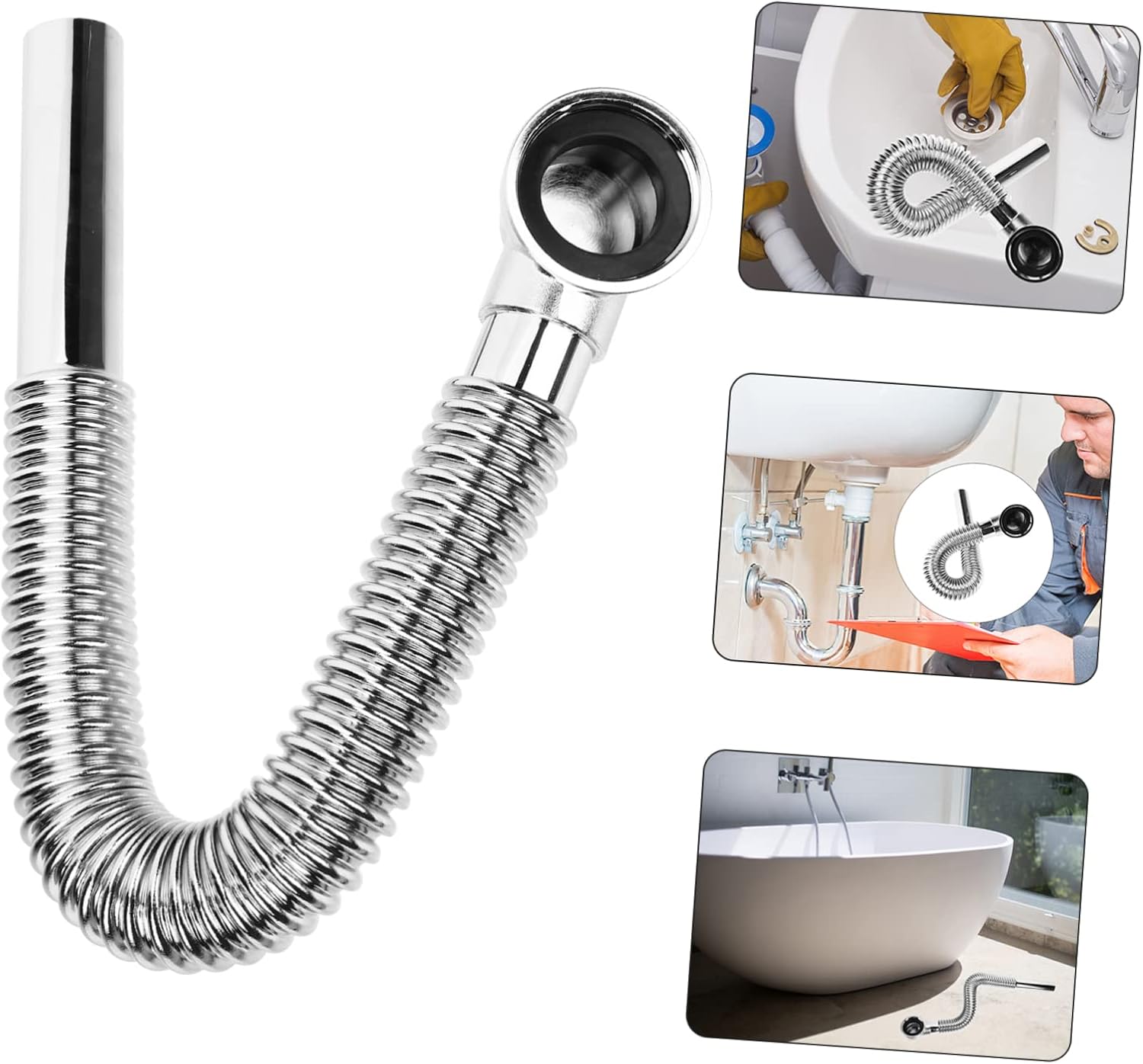 Angoily Bathtub Drain Accessory Flexible Tub Drain Hose Easy Install Detachable Design for Home Hotel Use