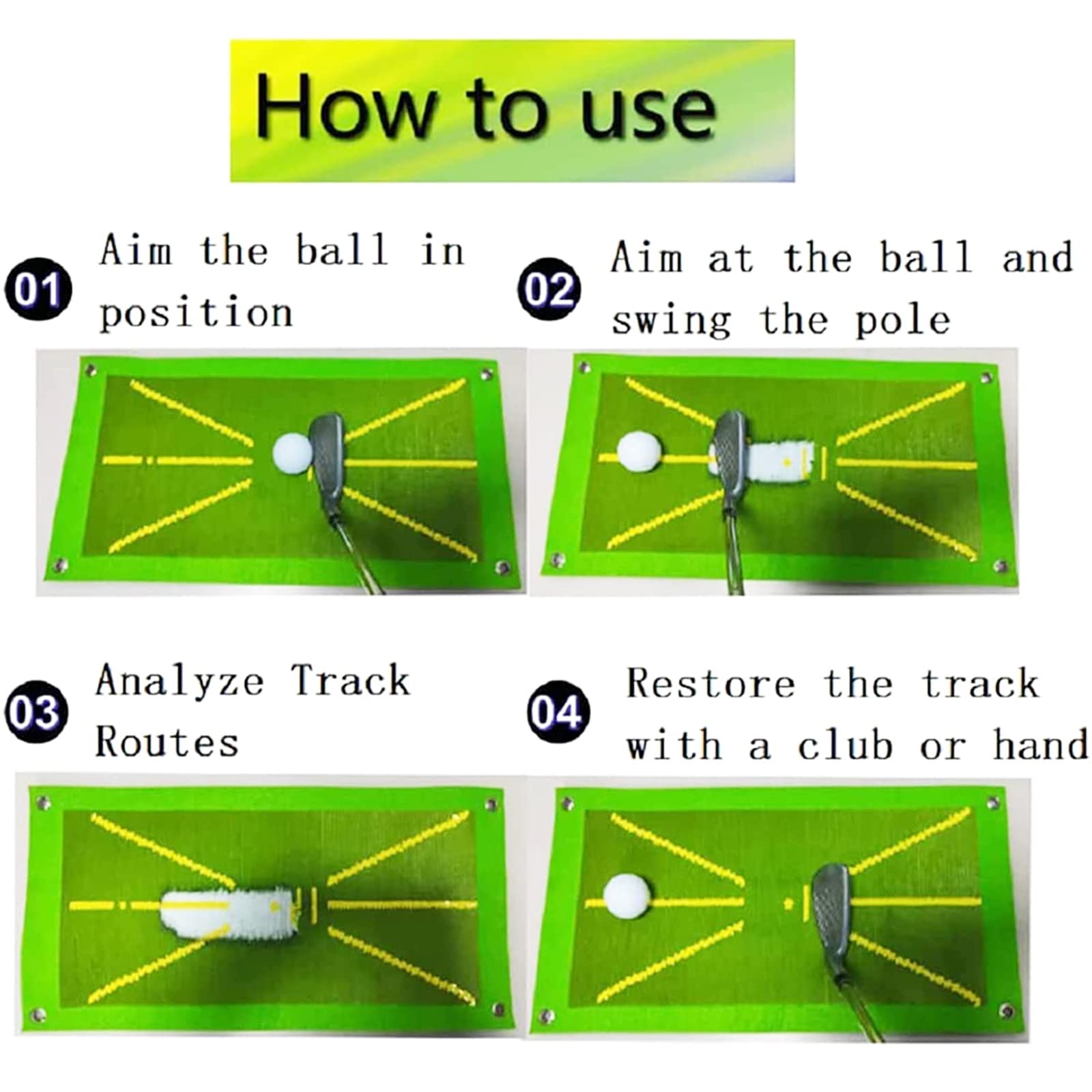 Golf Swing Analyzer,Golf Training mat for Swing Detection Batting,Golf Swing mat,Golf Training aid,Golf Hitting mat,Golf Putting mat for IndoorsOutdoort with Ball (B)