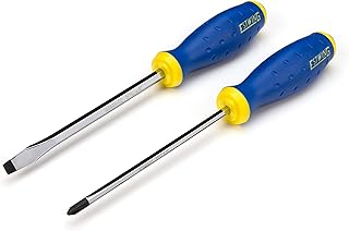 Estwing 2-Piece Heavy-Duty Demolition Screwdriver Set, PH2 Phillips and 5/16-inch Slotted/Flat Blade, 6-inch Hex Chrome Vanadium Steel Shafts, Ergonomic Grip TPR Rubber Handles