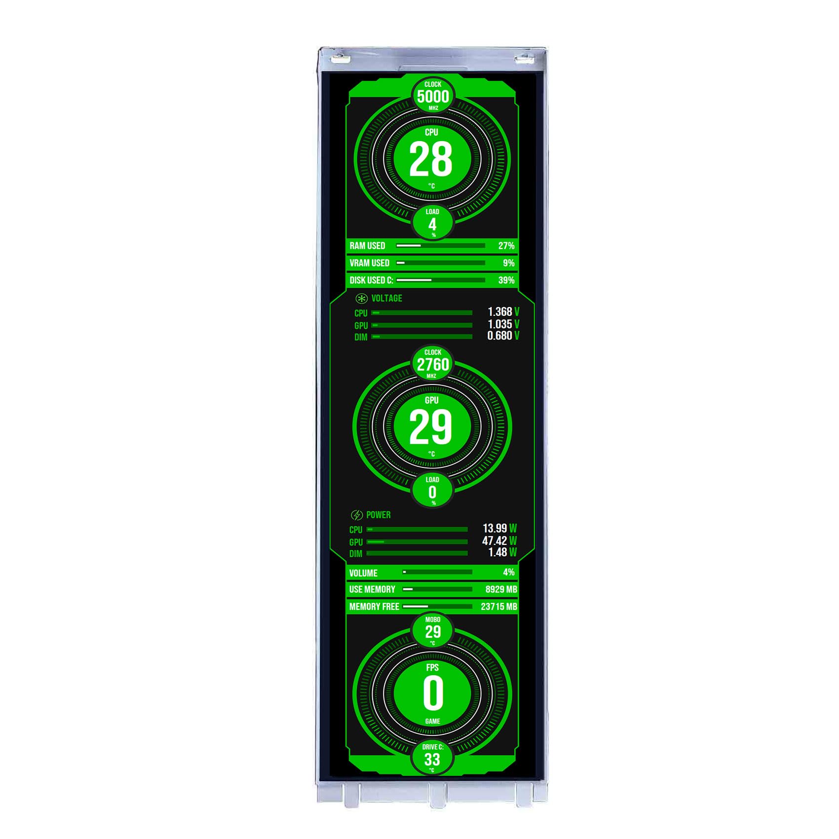 VSDISPLAY 14.5 Inch 2560 x 720 2K IPS Touch LCD Monitor, for CPU GPU Computer Gaming PC Case, Mini HDMI Type C Video Input C Video Input