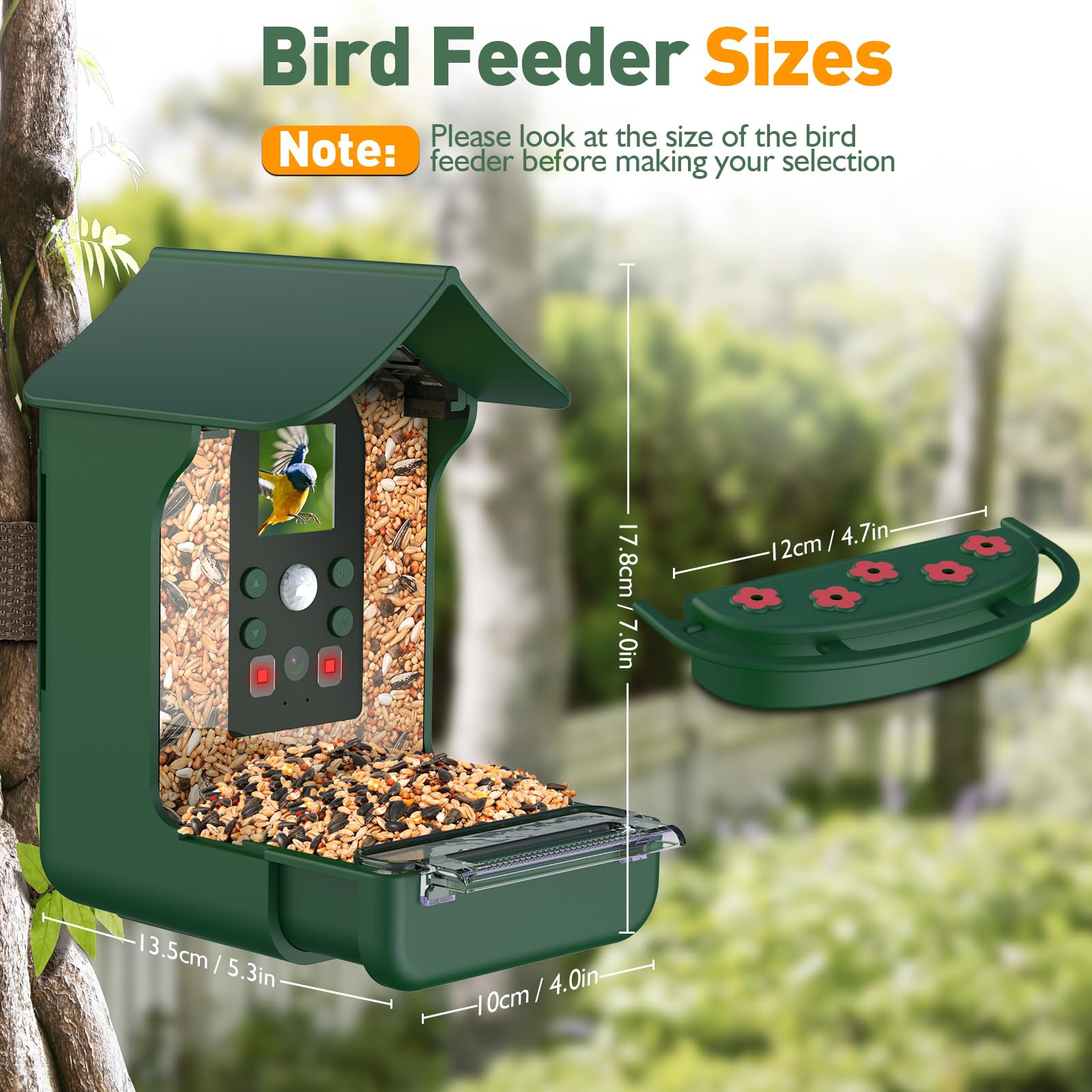Vogelhaus mit Kamera Vogelhaus Kamera: 1080P HD Vogelfutterhaus mit Kamera Video Automatisch Aufnehmen Vogelhäuschen Kamera Nachtsicht Bird Feeder für Garten Draußen Vogelfutterspender - Grün
