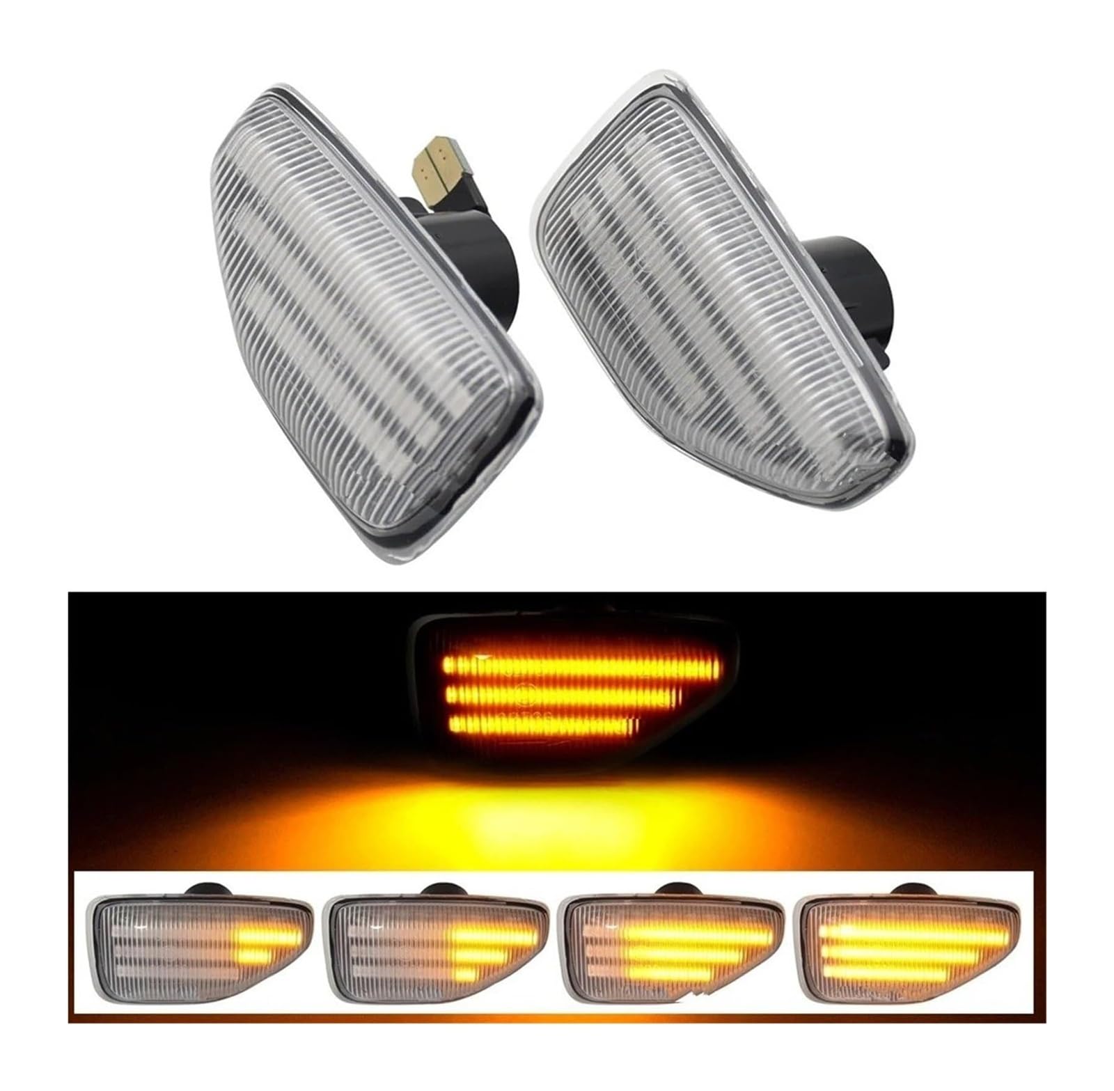 Signal Indicateurs lumières Pour D&acia Pour Duster Pour Sandero II Pour Logan 2 Pour MCV Pour Stepway Feux Position Latéraux Dynamiques À LED Clignotants(Dynamic Crystal)