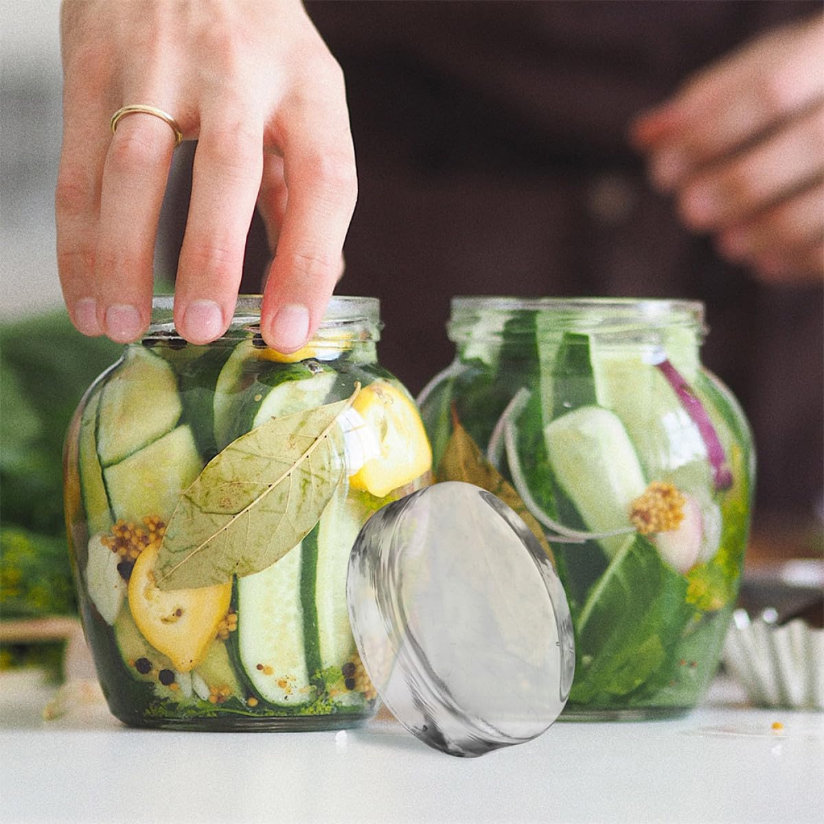 Healeved 3 Stück Gärgewichte aus Dickem Glas Transparente Fermentationsgewichte für Weithals Einmachgläser Fermentierzubehör für Kimchi und Sauerkraut Gleichmäßiges Einlegen