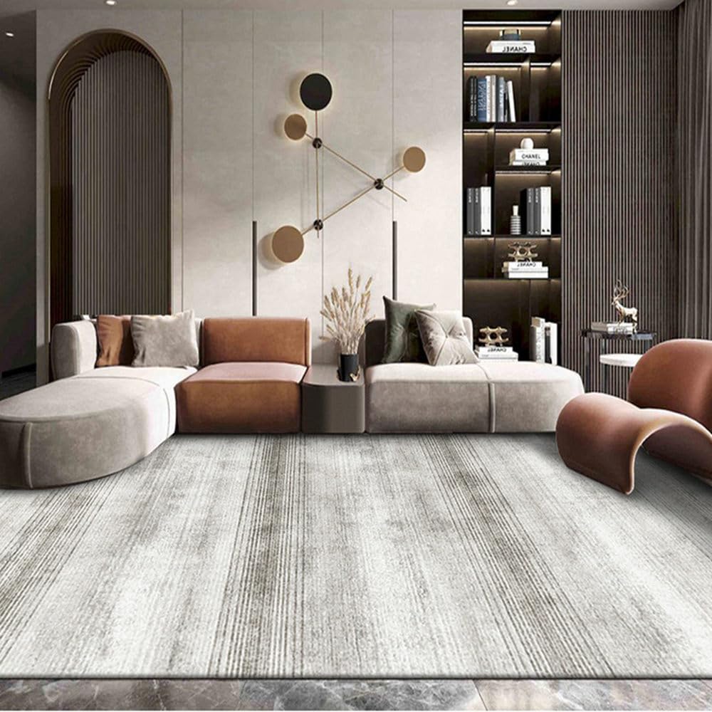 Tapis épais gris 160x230 haut de gamme au design minimaliste de salon
