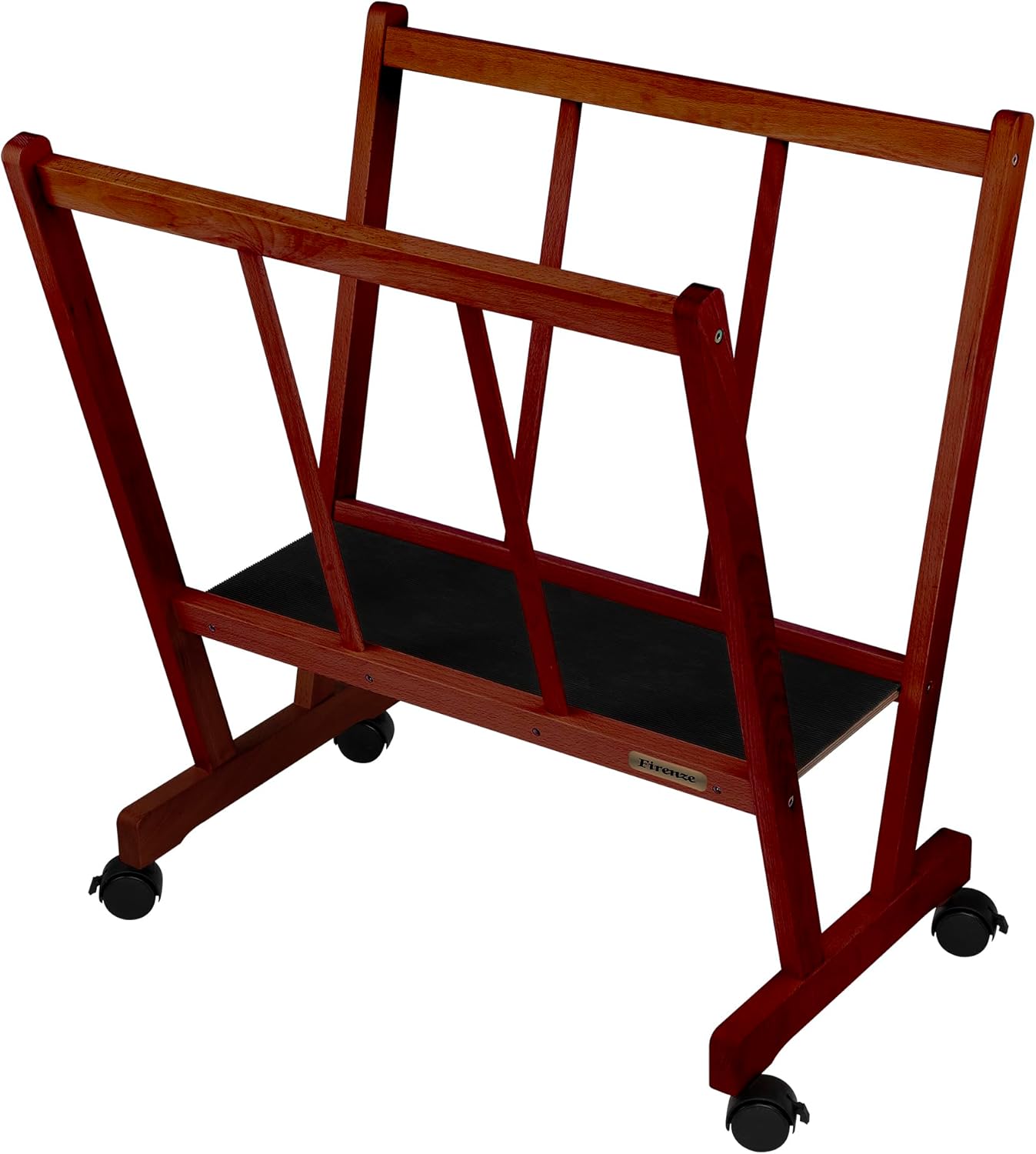 Creative Mark Firenze Wood Large Print Rack with Castors - Perfect for Display of Canvas, Art, Prints, Panels, Posters, Art Gallery Shows, Storage Rack - Mahogany