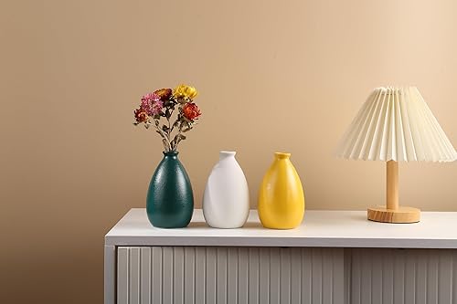 Miniatura 6 de -Florero de cerámica, jarrón verde oscuro para decoración del hogar, jarrón seco de estilo moderno, comedor, dormitorio, oficina..