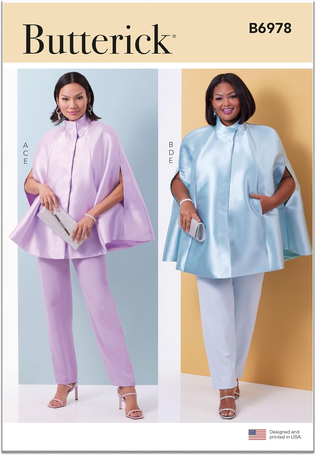 Butterick Easy-to-Make Misses' Lined Cape, Loose Top and Slim Fit Pants Sewing Pattern Packet, Design Code B6978, Sizes 20W-28W, Multicolor