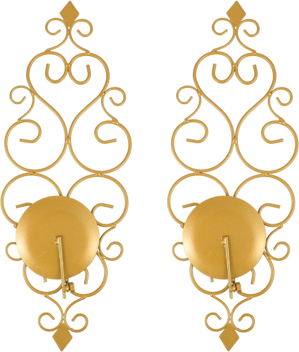Wakauto 2Pcs Gold Wall Candle Holder Sconces Elegant Decorative Candlestick Stands for Living Bedroom Dining Chic Tealight Holders for Wedding and Party Decor