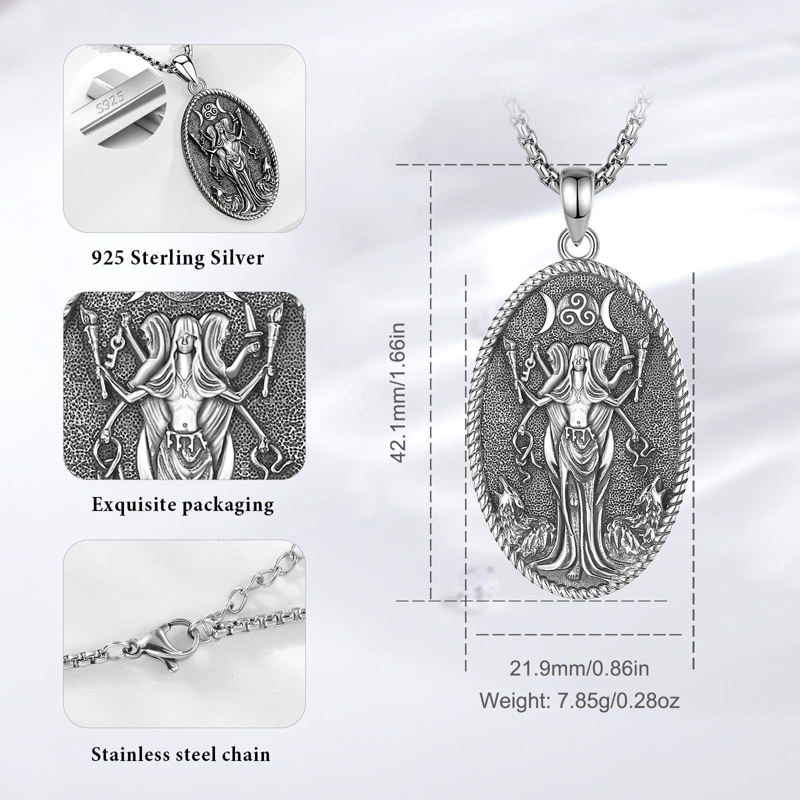 CELESTIA Lilith Pieczęć Wisiorek Naszyjnik Srebro 925 Biżuteria Gothic Witchcraft Wicca Amulet Prezent Kobieta Mama Dziewczyna Dziewczyna