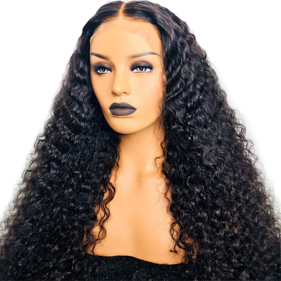13X6 Deep Part Pre Plucked Curly Lace Front 100% Human Hair Wigs With Baby Hair For Women Indian Remy Hair Wig 130% 150% Density Natural Color 10inches 130 density