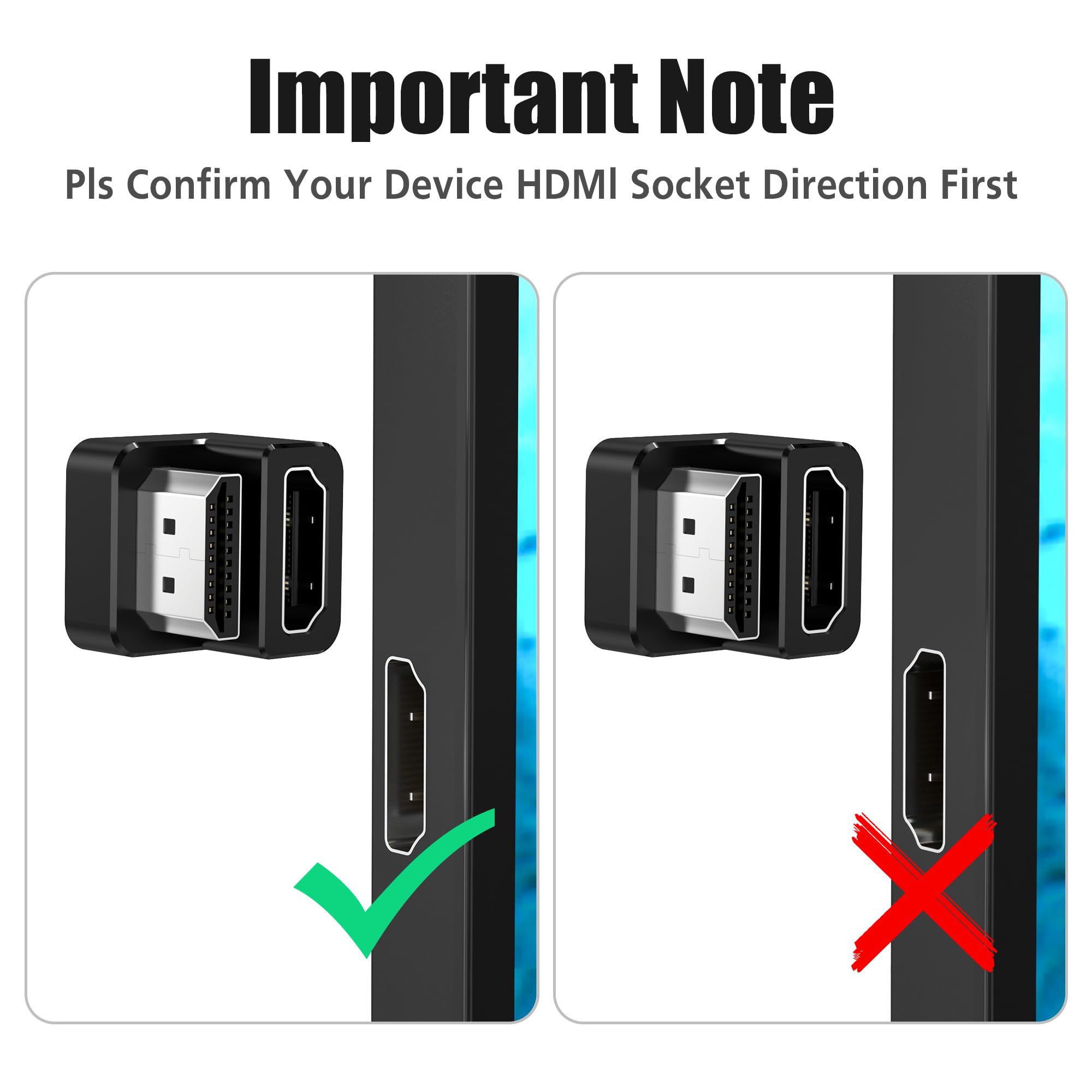AGVEE 3-Pack 180-Degree Angled HDMI Adapter (Male To Female) - U-Shaped, 8K@60Hz, For Portable Monitors & Tight Spaces