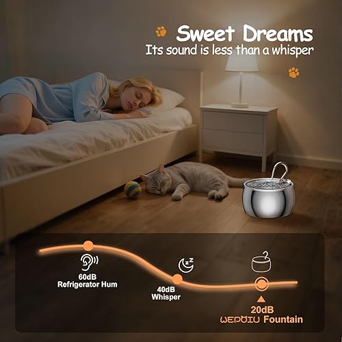 Miniatura 4 de Fuente de agua para gatos de acero inoxidable -2.5L84 onzas con cuello de cisne para beber - Fuente de agua para mascotas para gatos en el interior