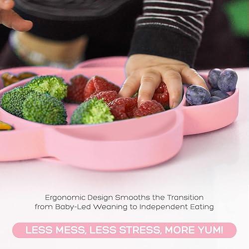 Miniatura 8 de Grabease Juego de alimentación de silicona para bebés, soporte de autoalimentación y cuencos para bebés con succión, juego de platos y utensilios