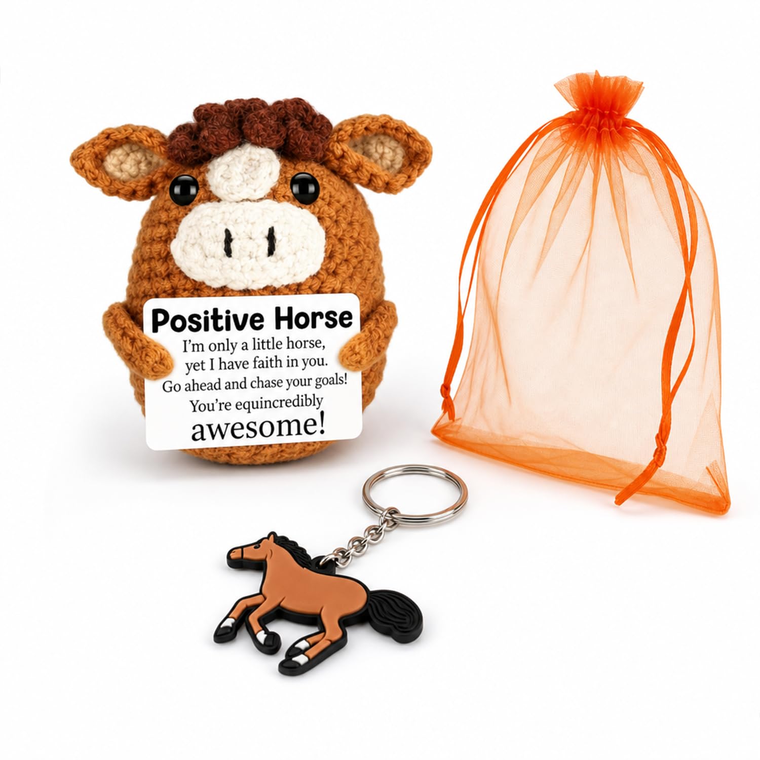 BOFYTR 3-Piece Horse Gifts Set, Decorative Horse Doll with Custom Card