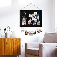 Vista 6 de DOLLAR BOSS - Tablero de corcho negro con lino de doble cara de 16 x 12 pulgadas, para paredes, marco de madera, para colgar, tablero de corcho