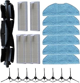 Vacuum Cleaner Replacement Parts Kit For Eureka Lvac Voice Nuo Dynaking R21 For LG R580HK R585HK With Main Brush Side Brushes HEPA Filters Microfiber Mop Cloths Set(B)