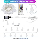 OMIKA Crystal Globe String Lights Plug in, Connectable 33 ft 60 LEDs, 25 Colors RGBWW Twinkle Lights Remote Indoor for Gift Bedroom Patio Garden Tent Camp Party Christmas