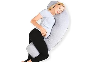 Momcozy Pregnancy Pillows for Side Sleep, J Shaped Maternity Body Pillow for...