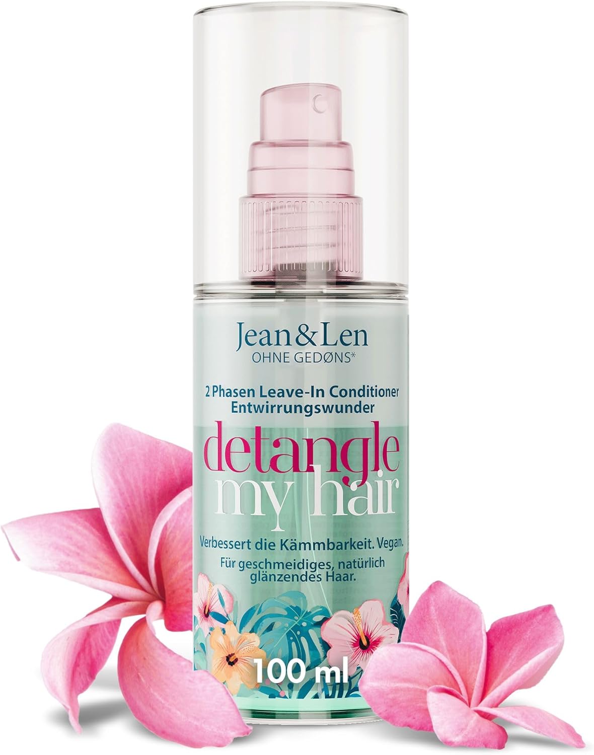Jean & Len Ontwarrend wonder 2-fasen leave-in spray, geschikt voor alle haartypes, ontwart het haar & verbetert de doorkambaarheid, zonder siliconen & parabenen, veganistisch, 100 ml