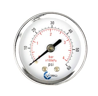 2" Pressure Gauge, Chrome Plated Steel Case, Dry, 0-60 psi/kPa, Back Mount 1/4" NPT