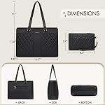 RAINSMORE Sac portable pour femmes 15.6 Inch travail sacs de poche en cuir ordinateur portable de bureau de bout professionnel ordinateur de Purse sac à main femme mallette avec embrayage pour le bureau de l'enseignant Voyage, noir