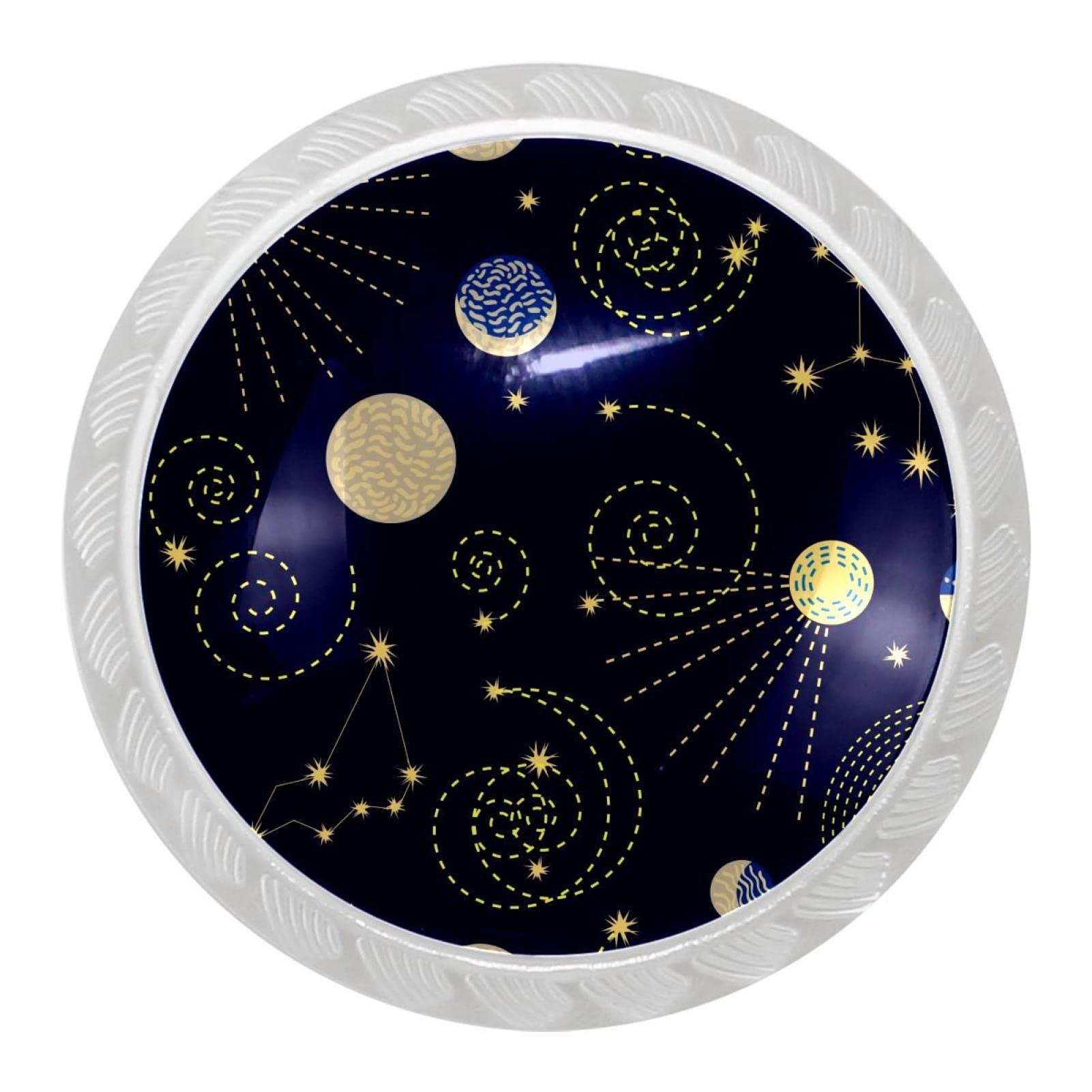 4 Packs Constellations Crescent Moon Transparent Cabinet Knobs Drawer Handles for Kitchen Cabinets Dresser Cupboard Wardrobe Pulls Handles