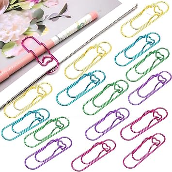 15PCS Paper Clip Pen Holder for Notebook, Metal Pen Clip Holder | Colorful Large Paper Clips, Journal and Planner Stationery Accessories, Portable Journaling Supplies for Office School