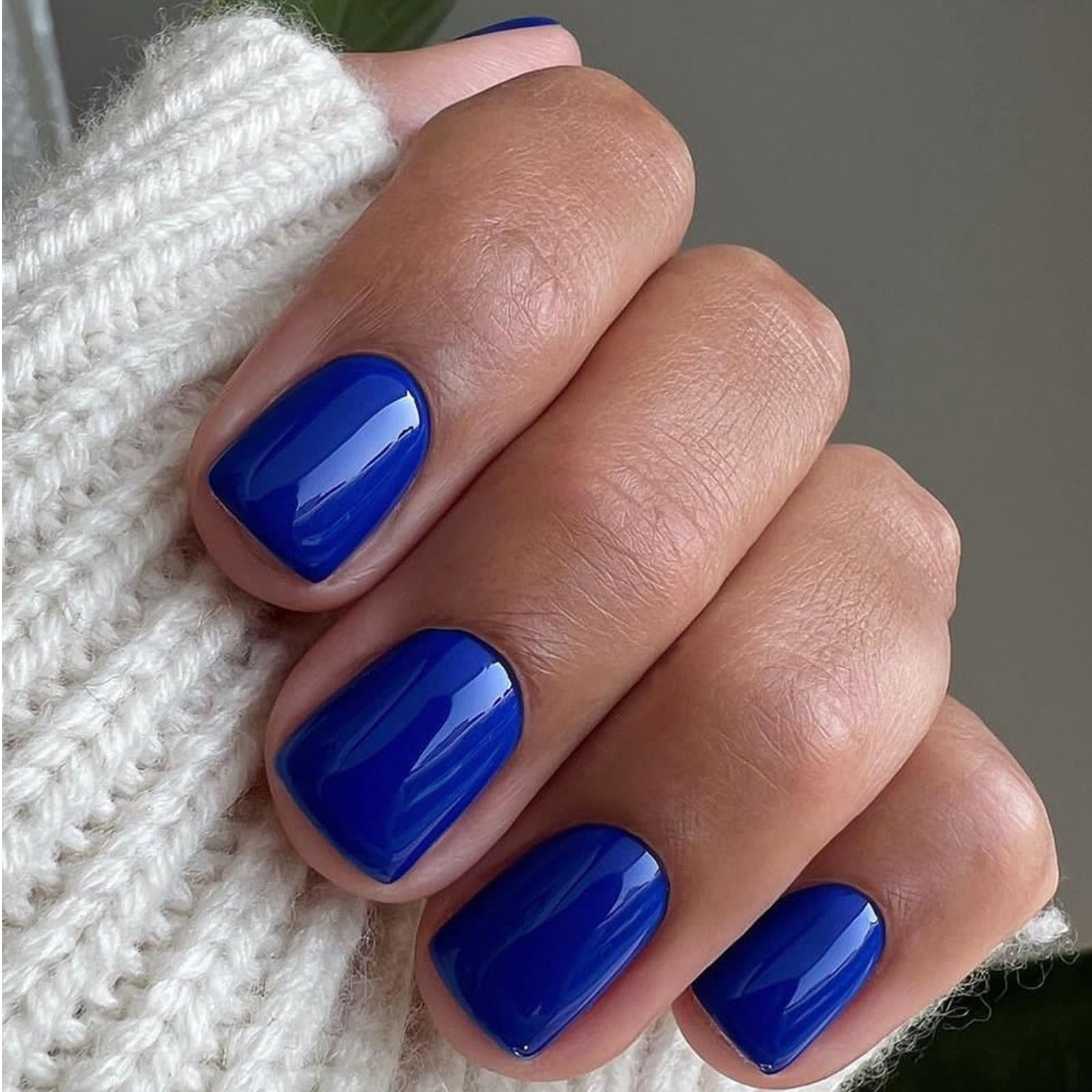 24 Stück Blaue Aufklebenägel – Silbrig Glänzend Gestreift, Press-on Nails, Verschiedene Größen