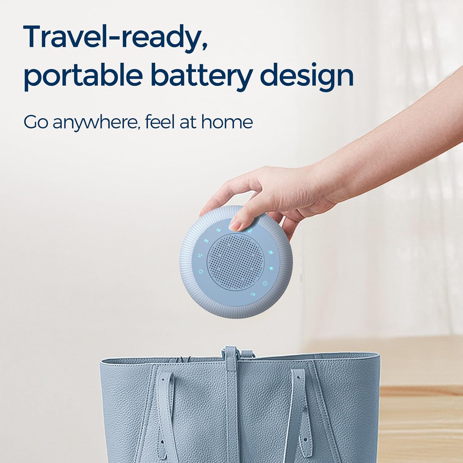 Buffbee Pro 2nd Gen – Upgraded to Rechargeable Battery | 3-in-1 Portable White Noise Sound Machine, Alarm Clock & Bluetooth Speaker for Sleep, Travel & Bedroom (Cloud Blue)