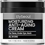 Korean 6 in 1 Face Cream for Men: Anti-Aging Skin Care Facial Moisturizer for Wrinkles Under Eye Bags Dark Circles Puffiness & Firming with Retinol Collagen Peptides Caffeine & Hyaluronic Acid, 1.7 oz