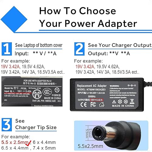 Miniatura 2 de Cargador portátil de 65 W 19 V 3.42 A para Toshiba Satellite C55 C55D C55T C655 C655D C675 C855 C855D L55 L655 L675 L745 L755 L775D L855 P75 P845 5T