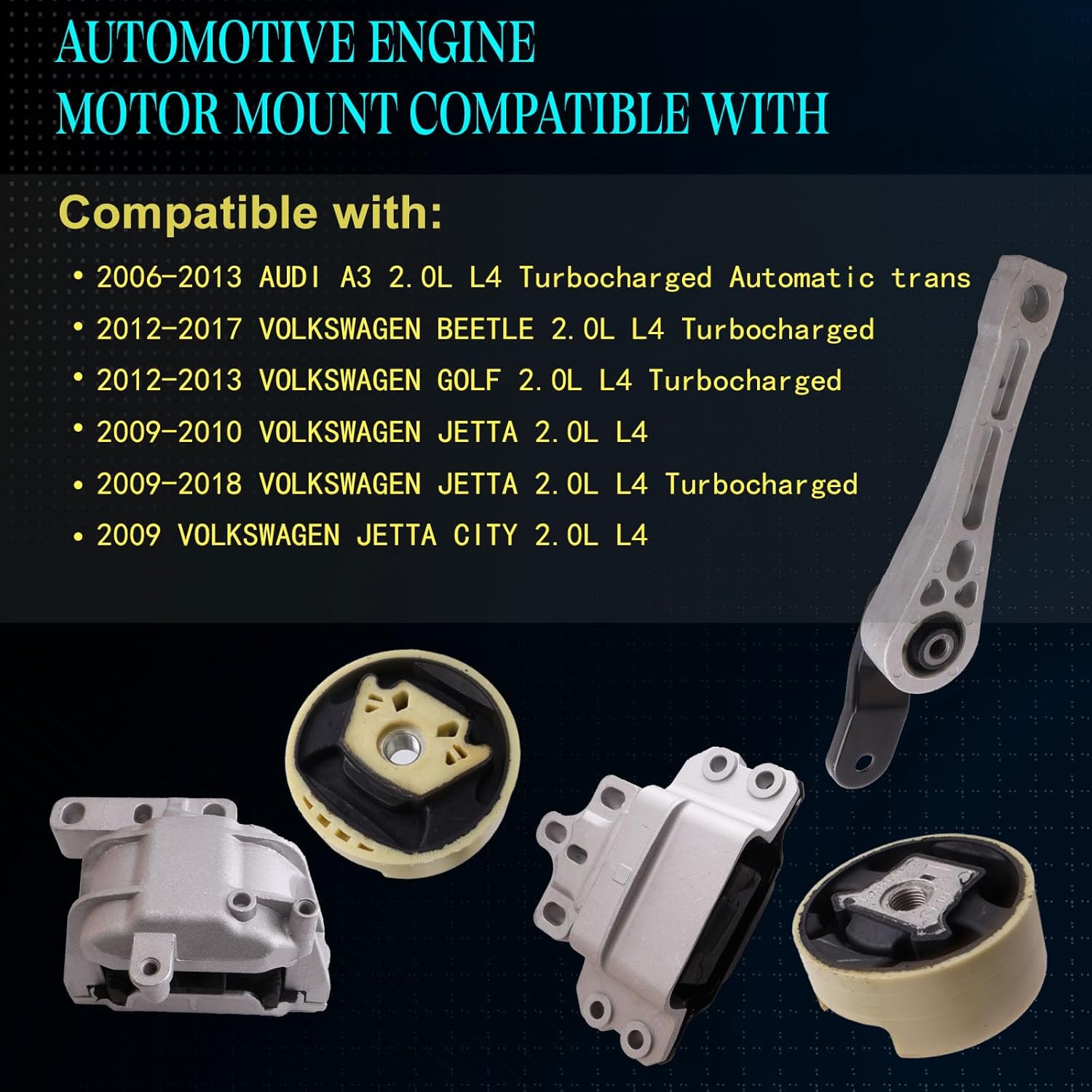 Set of 5 Engine Mount and Transmission Mount Compatible with 2006-2013 A3,2012-2017 Beetle,2012-2013 Golf,2009-2018 Jetta,2009 Jetta City Replacement for A6966 A4925 A6962 A6960HY A6973