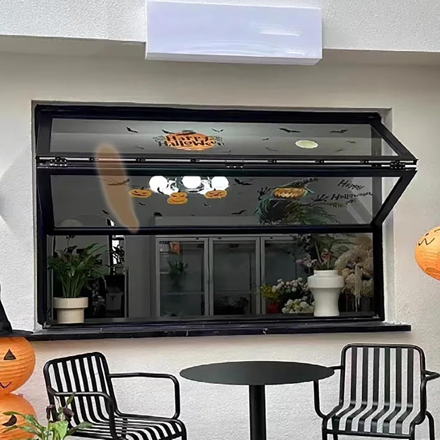 Custom Up Down Folding Serving Window, Flush Mount Manual Folding Window with Aluminum alloy frame and Locking Handle, Double Hung Window for Business Kitchen/Dining Car/Café/Bakery(WxH 45x31in/109x79