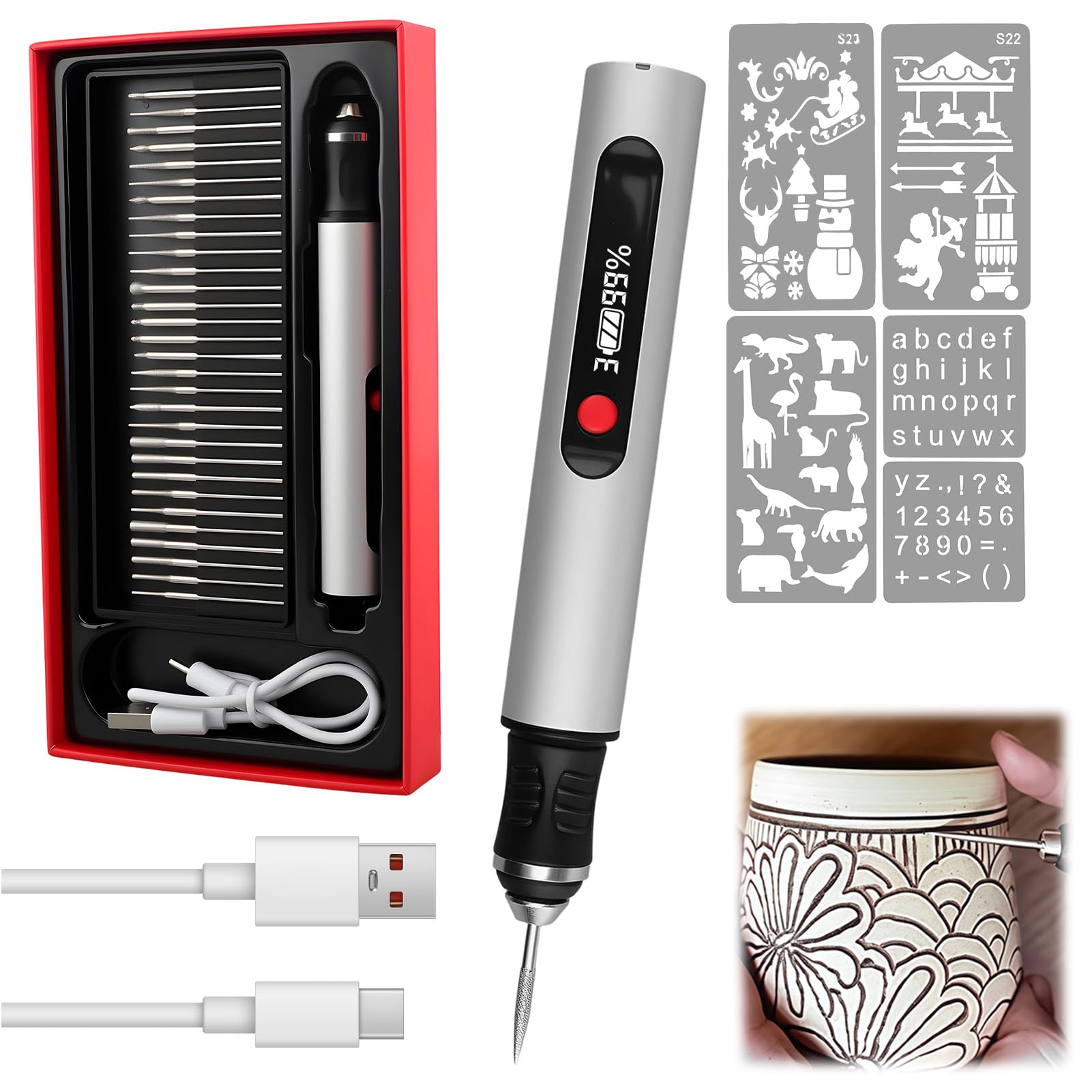 stylo graveur électrique sans fil usb-c