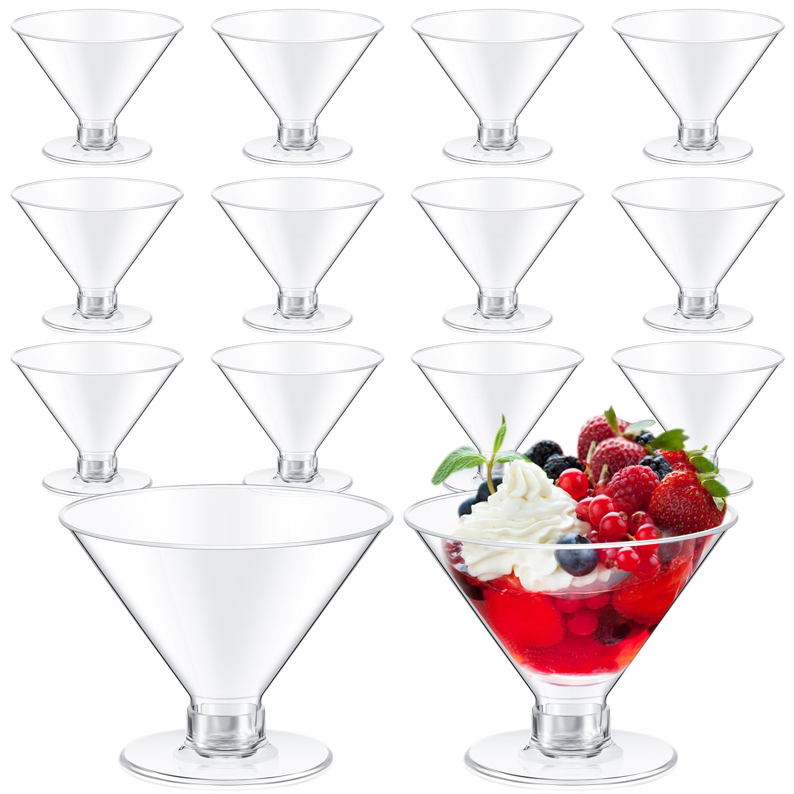 Yinkin 12 Pcs 5 oz Plastic Martini Glasses, Disposable Martini Cups, Clear