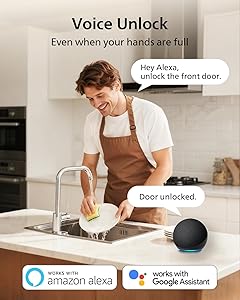 Philips Built-in WiFi Smart Lock, Keyless Entry Door Lock with App, Touchscreen, Indicator Light, Fingerprint Door Lock Compatible with Alexa & Google, Splash-Proof Design, Includes 8 Batteries