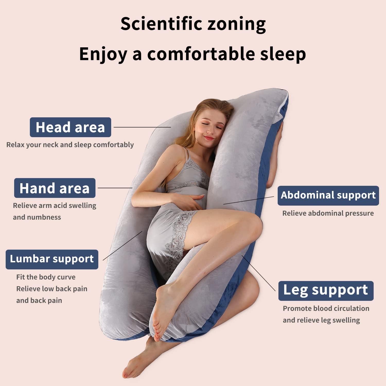 Pregnancy Pillows,U-Shaped Maternity Full Body Pillow,Support Back/Neck/Head/HIPS/Legs/Belly for Pregnant Women