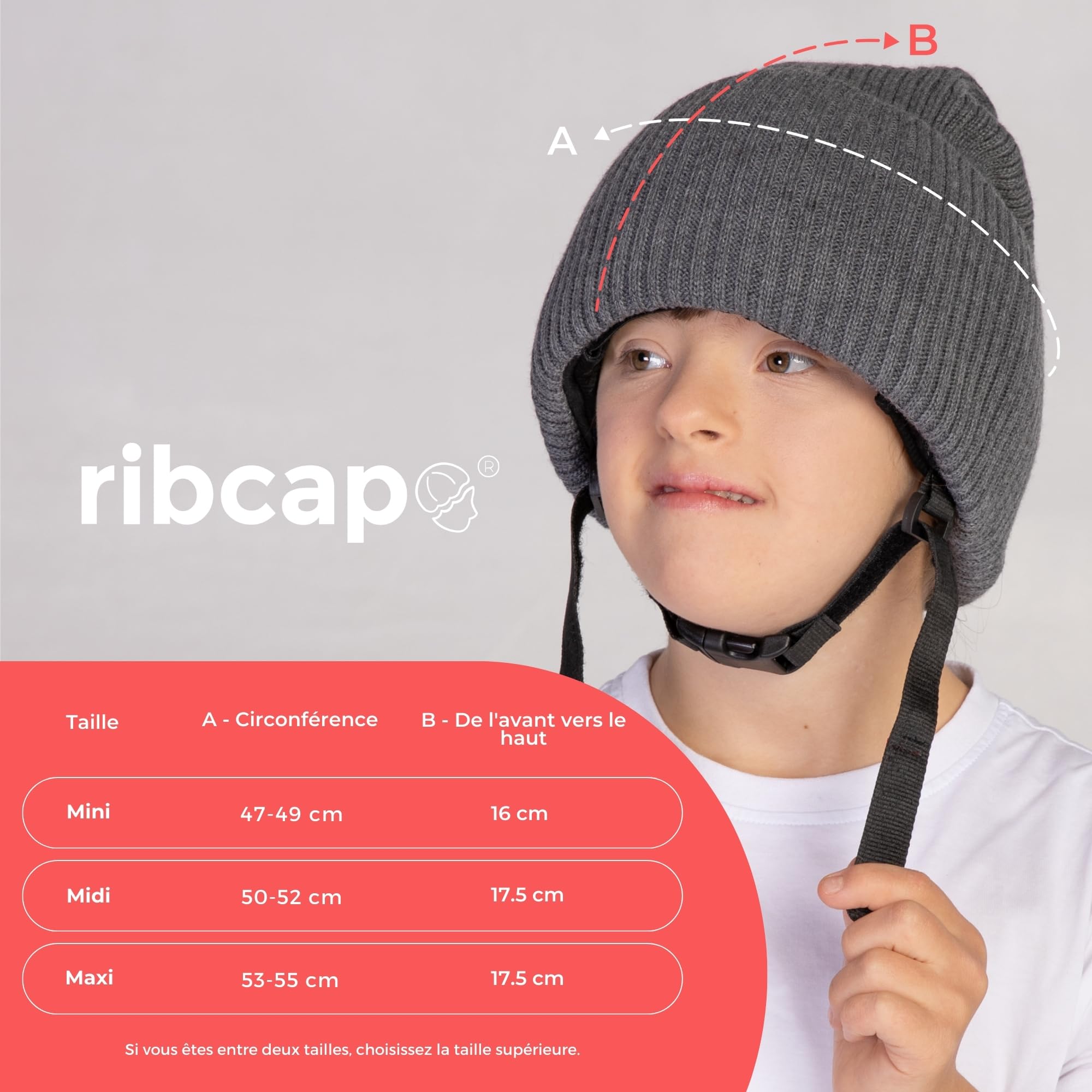 Ribcap Lenny szary midi dzieci, miękka ochrona głowy, Ø 50-52 cm
