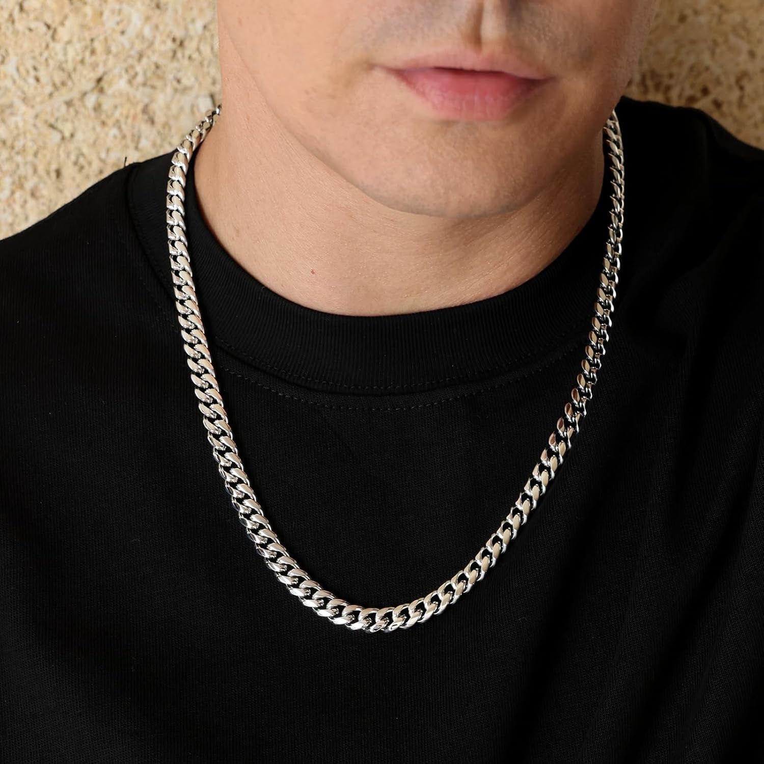 KRKC&CO Promise Necklace for Him, Anniversary Birthday Gift for Bf Husband from Wife, Gold Silver Black Cuban Link Chain for Men, 8mm 22in, 316l Stainless Steel Hip Hop Jewelrys to My Man - Image 5