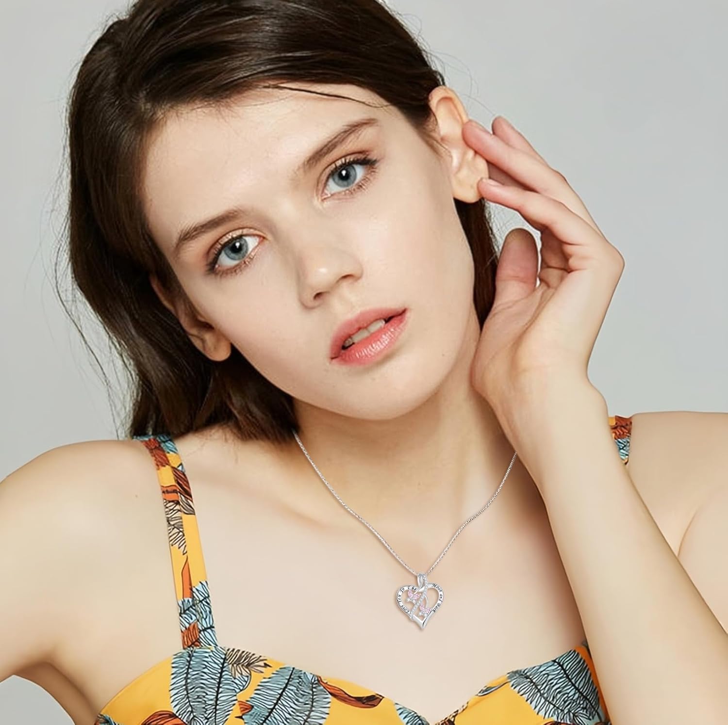 Heart Butterfly Necklace 925 Sterling Silver Love You to The Moon and Back Pendant Necklace Birthstone Jewelry for Women - Image 2