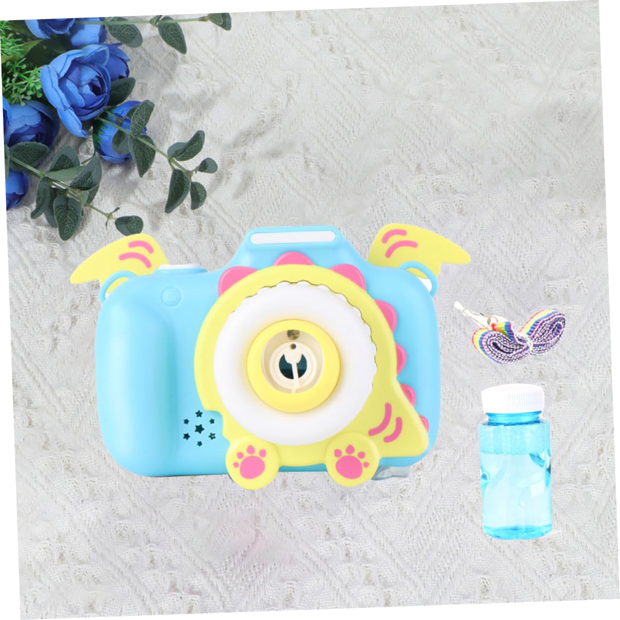 ifundom Máquina Automática de Burbujas para Niños, Soplador con Forma de Dinosaurio y Cámara, con Luz y Sonido, para Exterior y Fiestas, ABS