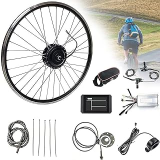 ELBLUS Electric Bicycle Wheel Kit 36V/48V 500W 20"/ 24" / 26"/27.5" / 28"/ 29" / 700C Rear Wheel Electric Bicycle Conversion Motor Kit Cycling Hub Motor with LCD Display,36V-24INCH
