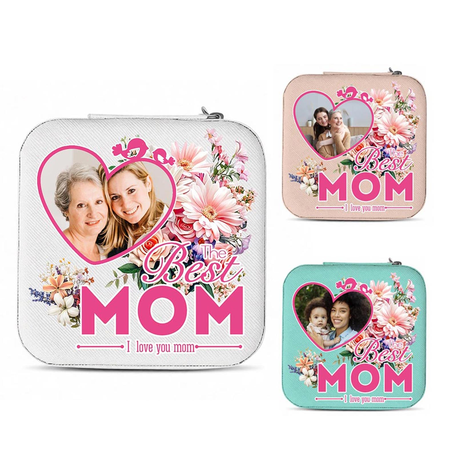 Custom Travel Jewelry Case For Mom Birthday Gifts, Moms Personalized Gift for Women from Daughter Son, We Love You Present for Mother Mommy Mothers Day Christmas
