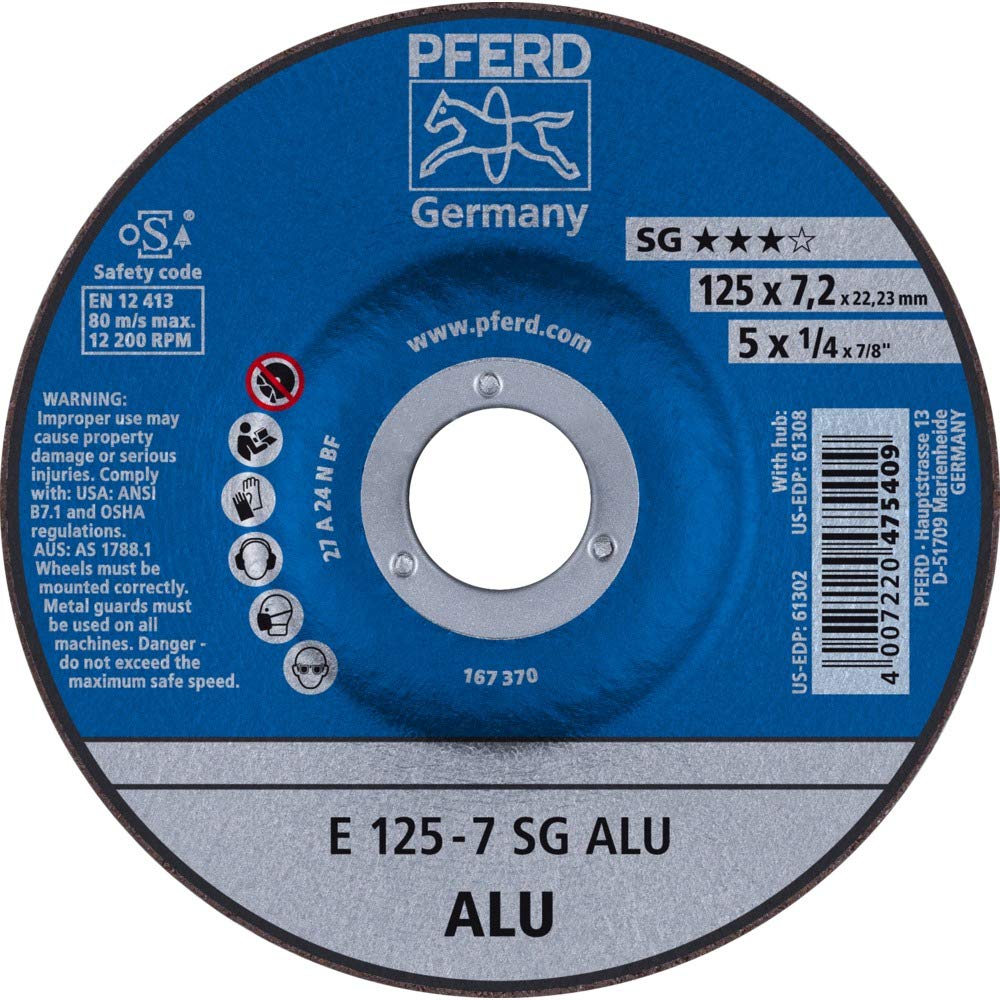 10 discos de desbaste Pferd E 125-7 SG de aluminio. : 62212622