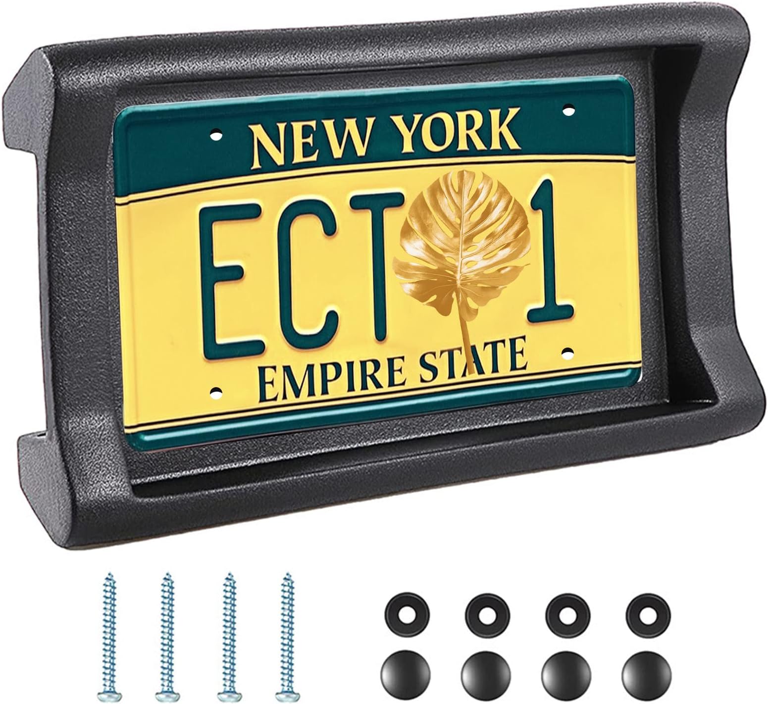 Bumper Guard Front License Plate with Mounting Accessories,2.3" Thick Rubber License Plate Frames Protector,Universal Fit for Trucks/Cars/SUVs,Truck/Car Accessories,Black 1 pcs
