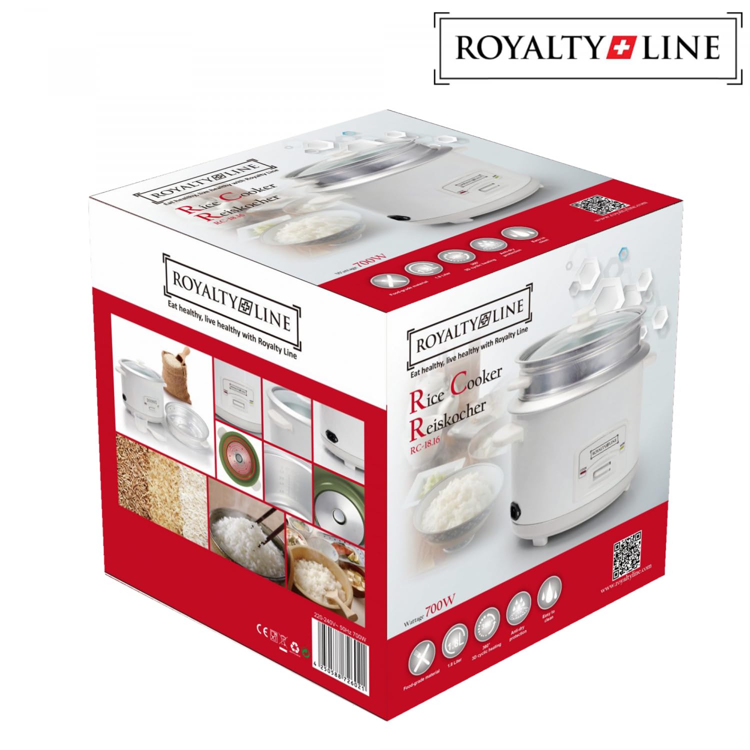 Royalty Line RL RC18.10D: Reiskocher Mit Dampfgarer 1.8L
