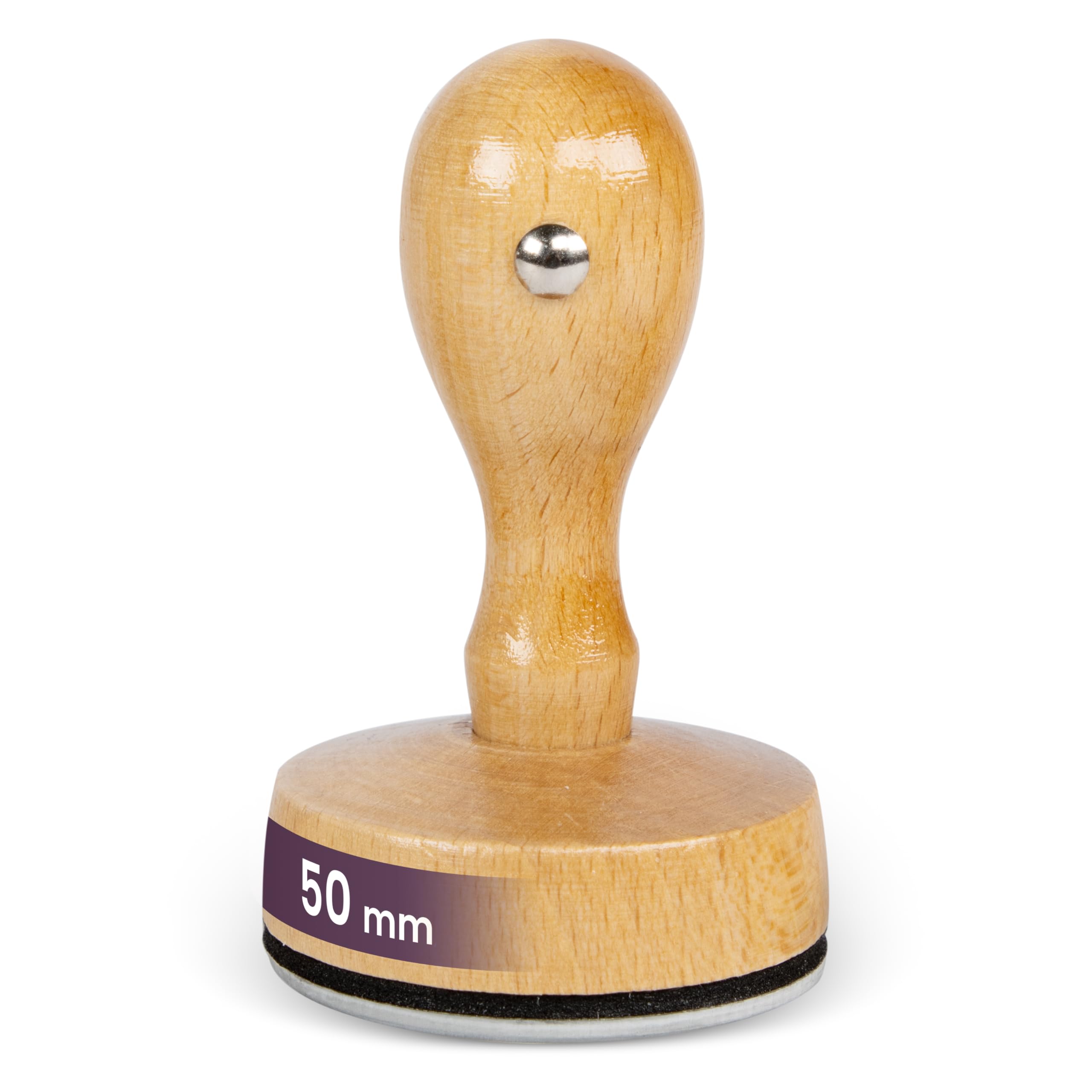 Timbro personalizzato, timbro con logo/testo, timbro aziendale con logo e testo, timbro con indirizzo e data in legno, varie dimensioni (ø 50mm)