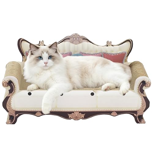 Cmzym Luxury Cat Scratcher Sofa Bed, Cardboard Couch Shape Scratching Lounge, for Indoor Cats Kittens Kitties Rest&Play（23.6''*9.8''*12.6''）